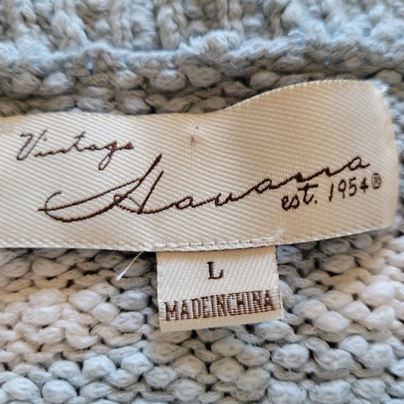 Vintage Havana Sweater Top Shirt Womens Large White Blue Tie Dye Texture Basic - Picture 4 of 10